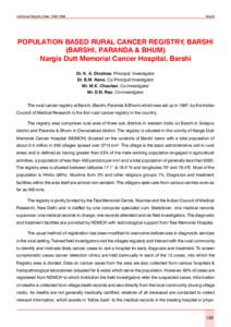 Individual Registry Data: Barshi POPULATION BASED RURAL CANCER REGISTRY, BARSHI (BARSHI, PARANDA & BHUM)