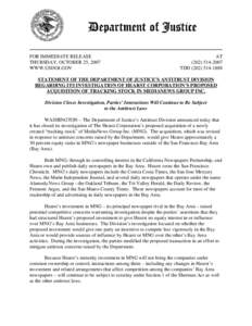 FOR IMMEDIATE RELEASE THURSDAY, OCTOBER 25, 2007 WWW.USDOJ.GOV AT[removed]