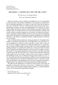 The Annals of Statistics 2014, Vol. 42, No. 2, 493–500 DOI: [removed]AOS1175D Main article DOI: [removed]AOS1175 © Institute of Mathematical Statistics, 2014
