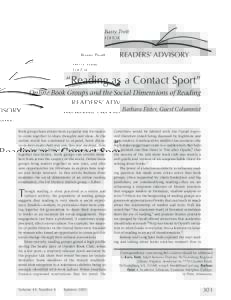 Barry Trott EDITOR READERS’ ADVISORY  “Reading as a Contact Sport”