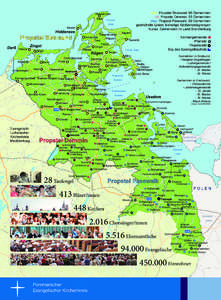 gelb: Propstei Stralsund, 66 Gemeinden rot: Propstei Demmin, 55 Gemeinden blau: Propstei Pasewalk, 69 Gemeinden
