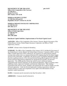 DEPARTMENT OF THE TREASURY Office of the Comptroller of the Currency 12 CFR Part 3 Docket No[removed]RIN Number 1557-AC48