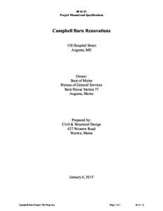 [removed]Project Manual and Specifications Campbell Barn Renovations 158 Hospital Street Augusta, ME