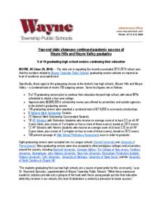 Administrative Offices www.wayneschools.com Phone: ([removed]Year-end stats showcase continued academic success of Wayne Hills and Wayne Valley graduates