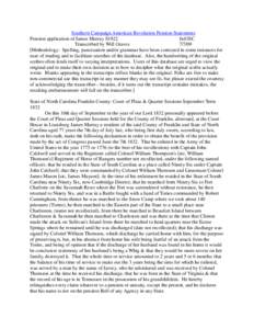 Southern Campaign American Revolution Pension Statements Pension application of James Murray S1922 fn43SC Transcribed by Will Graves[removed]Methodology: Spelling, punctuation and/or grammar have been corrected in some i