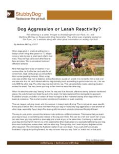 Dog Aggression or Leash Reactivity