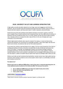 QUALITY MATTERS ISSUE NOTE - FACULTY AND INFRASTRUCTURE - FINAL