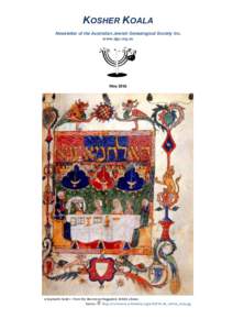 KOSHER KOALA Newsletter of the Australian Jewish Genealogical Society Inc. www.ajgs.org.au May 2016