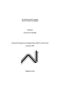 The School-to-Work Transition: Issues for Further Investigation Paul Ryan University of Cambridge