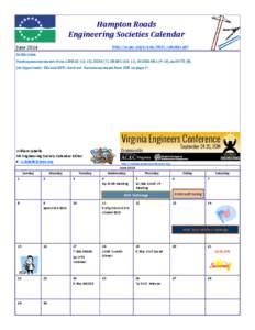    Hampton	Roads Engineering	Societies	Calendar	 June	2014