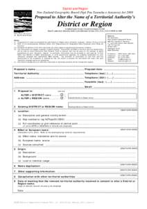 NZGB District or Region Name Proposal Form