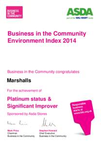 Business in the Community Environment Index 2014 Business in the Community congratulates  Marshalls