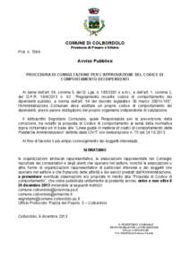 COMUNE DI COLBORDOLO Provincia di Pesaro e Urbino