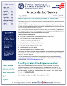 —FAST FACTS— June 2013 Unemployment Montana  5.5