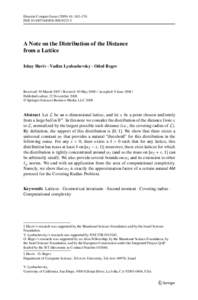 Discrete Comput Geom: 162–176 DOIs00454A Note on the Distribution of the Distance from a Lattice Ishay Haviv · Vadim Lyubashevsky · Oded Regev