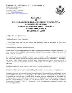 EMBASSY OF THE UNITED STATES OF AMERICA PUBLIC AFFAIRS SECTION TEL: [removed]FAX: [removed], [removed]E-MAIL: [removed] WEBSITE: http://dhaka.usembassy.gov