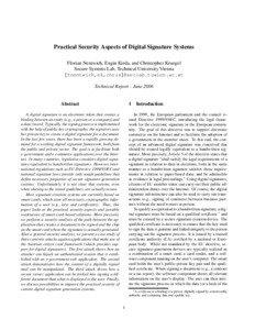 Practical Security Aspects of Digital Signature Systems Florian Nentwich, Engin Kirda, and Christopher Kruegel Secure Systems Lab, Technical University Vienna