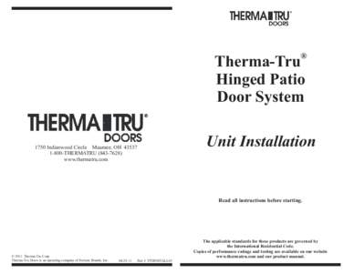 ®  Therma-Tru Hinged Patio Door System 1750 Indianwood Circle Maumee, OH 43537