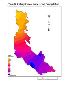 Plate 6. Kelsey Creek Watershed Precipitation  ³ Legend  Rainfall in Inches