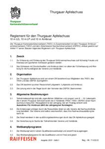 Thurgauer Apfelschuss Thurgauer Kantonalschützenverband Reglement für den Thurgauer Apfelschuss 10 m LG, 10 m LP und 10 m Armbrust