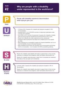 PUSH  #2 Why are people with a disability under represented in the workforce?