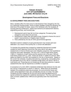 City of Sacramento Housing Element  SAMPLE ANALYSIS Page 1  Sample Analysis