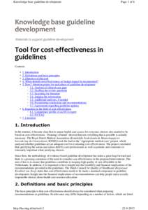 Tool for cost-effectiveness in guidelines