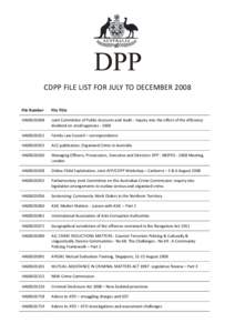 CDPP File List - July to December 2008
