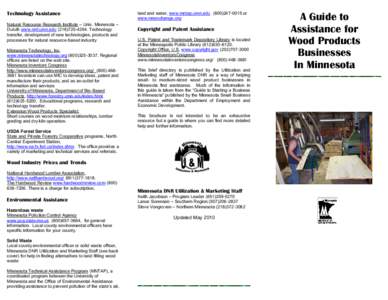 A guide to assistance for wood products businessess in minnesota