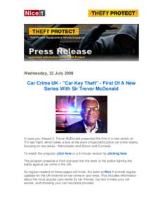 Wednesday, 22 July[removed]Car Crime UK - 