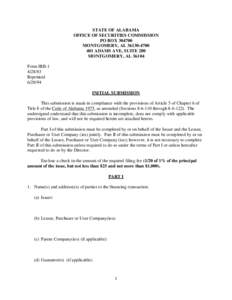 STATE OF ALABAMA OFFICE OF SECURITIES COMMISSION PO BOX[removed]MONTGOMERY, AL[removed]ADAMS AVE, SUITE 280 MONTGOMERY, AL 36104