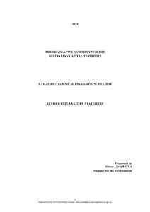 2014  THE LEGISLATIVE ASSEMBLY FOR THE AUSTRALIAN CAPITAL TERRITORY  UTILITIES (TECHNICAL REGULATION) BILL 2014