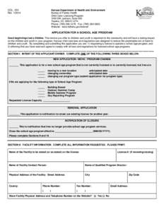 CCL[removed]Kansas Department of Health and Environment Bureau of Family Health Child Care Licensing Program 1000 SW Jackson, Suite 200