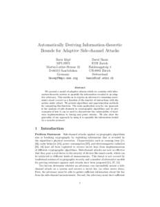 Automatically Deriving Information-theoretic Bounds for Adaptive Side-channel Attacks Boris Köpf MPI-SWS Martin-Luther-Strasse 12 DSaarbrücken
