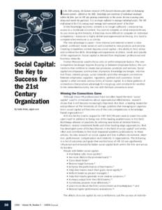 I  Social Capital: the Key to Success for the 21st