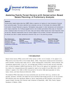 Assisting Family Forest Owners with Conservation-Based Estate Planning: A Preliminary Analysis