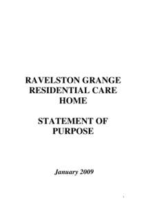RAVELSTON GRANGE RESIDENTIAL CARE HOME STATEMENT OF PURPOSE