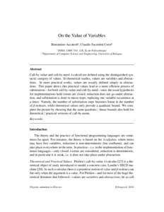 On the Value of Variables Beniamino Accattolia , Claudio Sacerdoti Coenb ´ INRIA, UMR 7161, LIX, Ecole Polytechnique Department of Computer Science and Engineering, University of Bologna