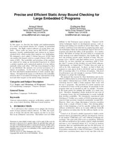 Precise and Efficient Static Array Bound Checking for Large Embedded C Programs Arnaud Venet Guillaume Brat