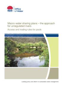 Macro water sharing plans – the approach for unregulated rivers: access and trading rules for pools
