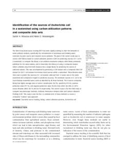 Q IWA Publishing 2008 Journal of Water and Health | 06.2 | Identification of the sources of Escherichia coli in a watershed using carbon-utilization patterns