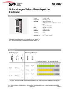 SE007 Schichtungseffizienz Kombispeicher Factsheet Allgemeines Modell Hersteller