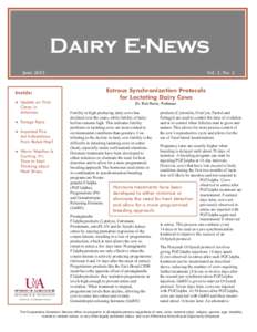 Dairy E-News June 2013 Inside: ■ Update on Trich Cases in