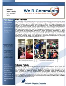 Page 1 of 3  Newsletter Title March 2014 Volume 3, Issue 3