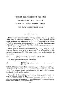 NOTEONTHE FUNCTIONS OF THE FORM f(x) m <p(x) + axxn~l + a2xn~2 +•■•