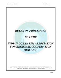 Rules of Procedure – IOR-ARC  IOR-ARC Secretariat RULES OF PROCEDURE FOR THE