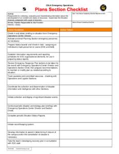 CSLA Emergency Operations  Date / Time Person Completing Checklist Reported to EOC: Activity: