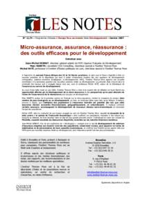 N° 11/Fr – Programme d’études L’Europe face au monde Série Développement – JanvierMicro-assurance, assurance, réassurance : des outils efficaces pour le développement Entretien avec Jean-Michel DEBRA