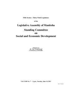 The Legislative Assembly of Manitoba Debates and Proceedings