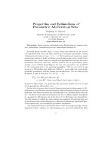 Properties and Estimations of Parametric AE-Solution Sets Evgenija D. Popova Institute of Mathematics and Informatics, BAS Acad. G. Bonchev str., blockSofia, Bulgaria